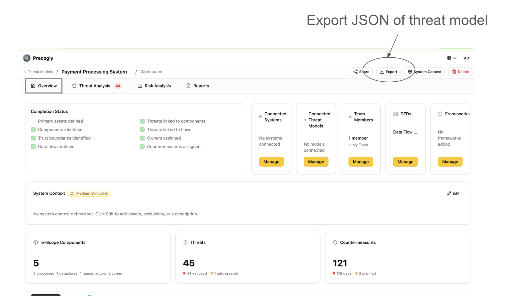 Export dropdown showing the TM-Library JSON option